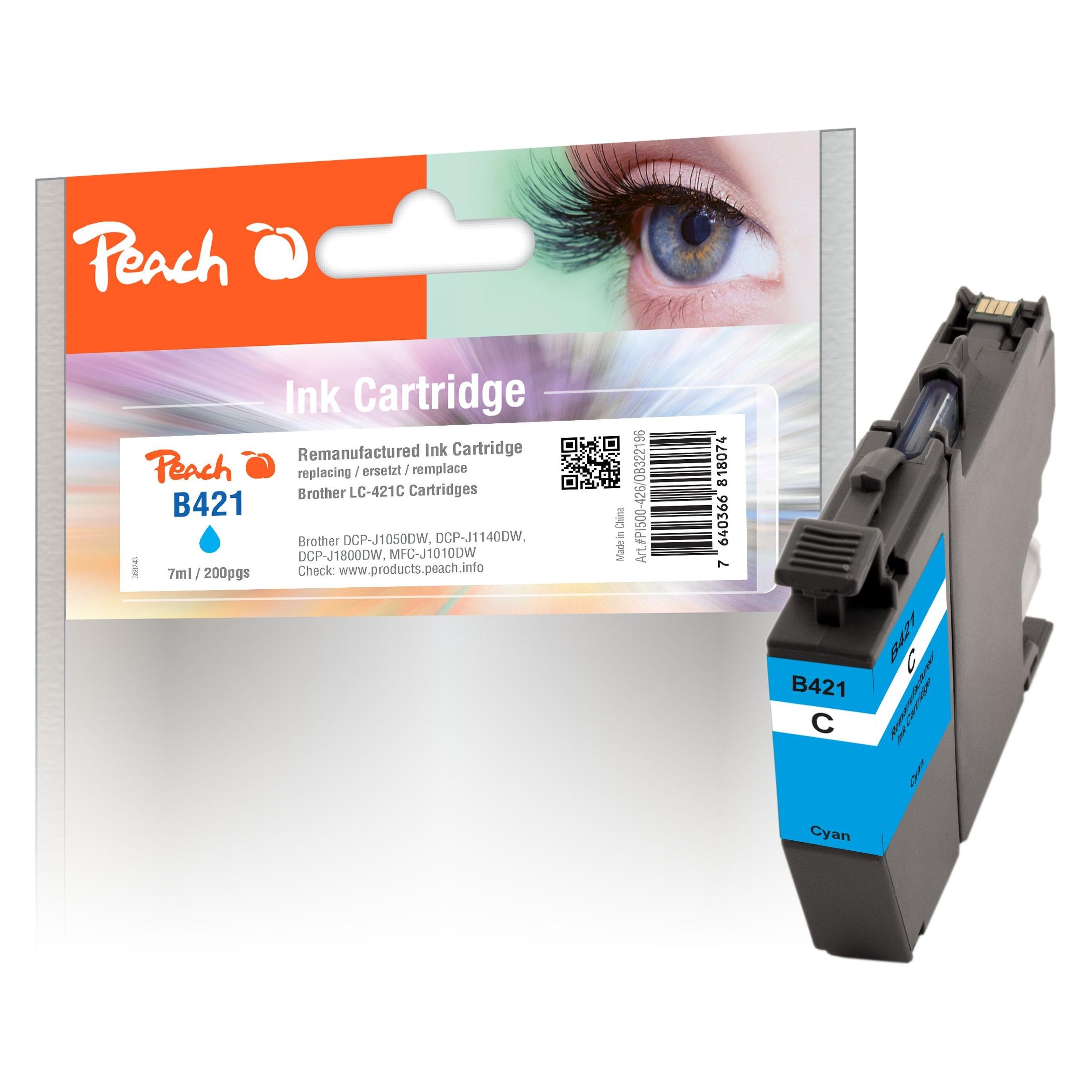 Peach Tintenpatrone cyan kompatibel zu Brother LC-421C (78779802)