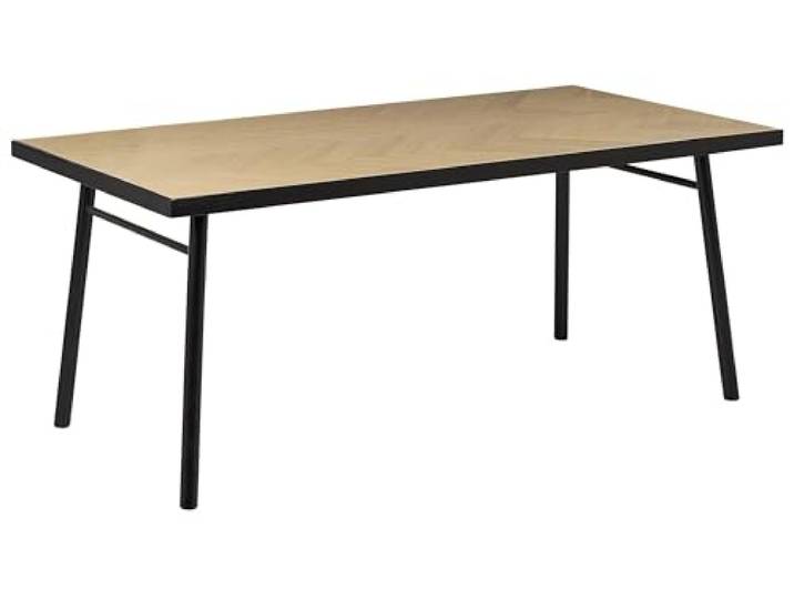 Beliani Esstisch helle Esche Holzoptik 180x90 cm für 6 Personen Holzbeine schwarz Ivorie