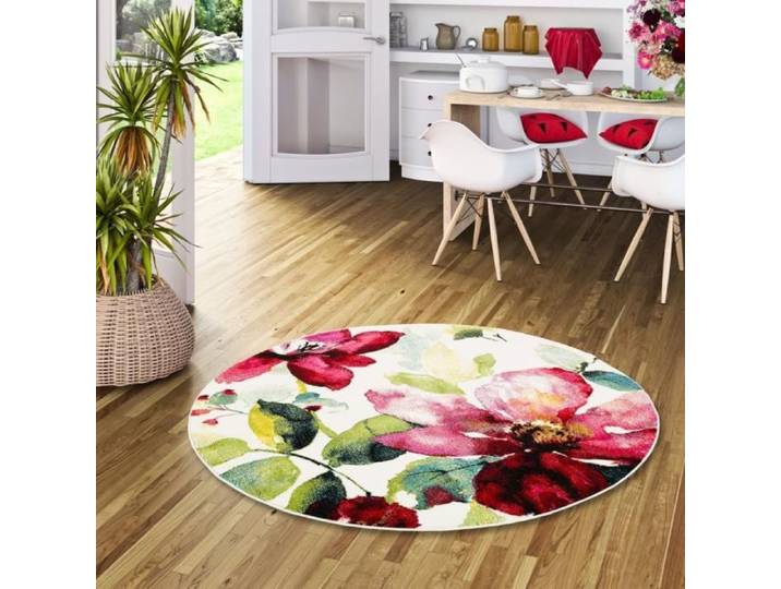 Tapis - PERGAMON - Brilliant - Rond - 200x200 cm - Motif fleurs roses