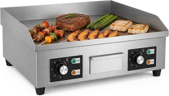 Elektrische Grillplatte - Küchengrill - Gleichmäßige Hitzeverteilung - Schnelle Temperatureinstellung - 66x44 cm - Silber