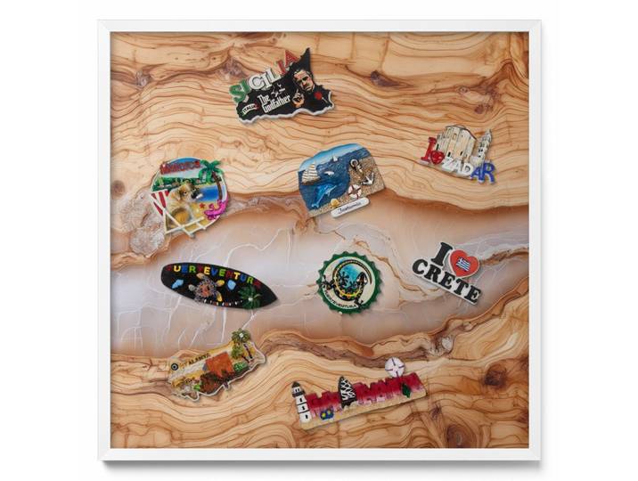 MAGNETTAFEL 50x50 cm weißer Rahmen – Holzkonstruktion mit Harz