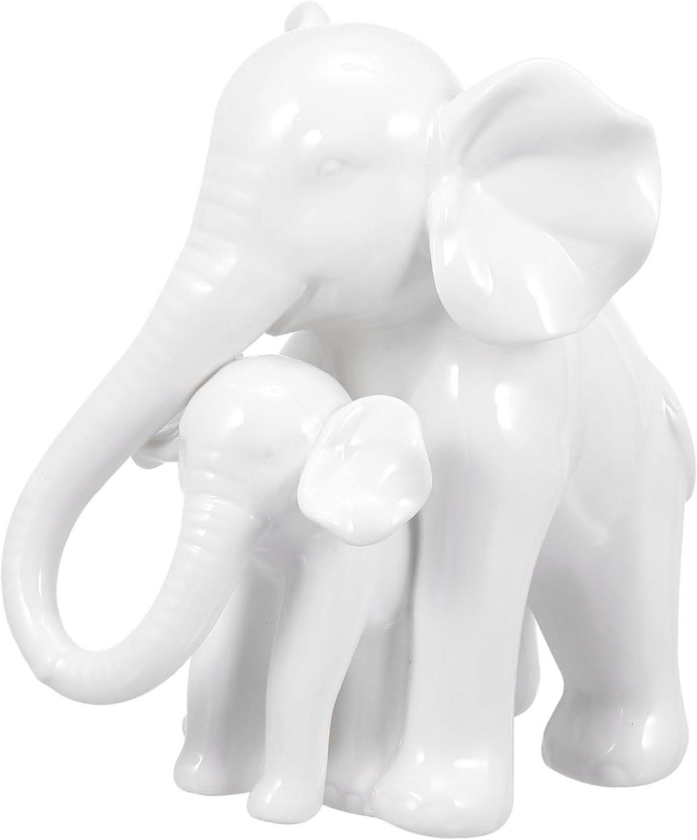 Grijs Keramisch Olifant Beeldje voor Decoratie - Hoogte: 17,5 cm