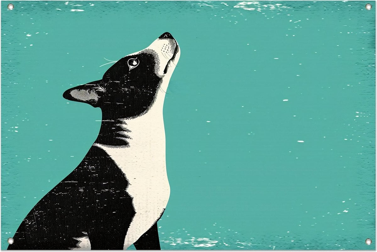 Hond Tuinposter Water - Dieren Poster voor Schutting Decoratie - 75 x 50 cm