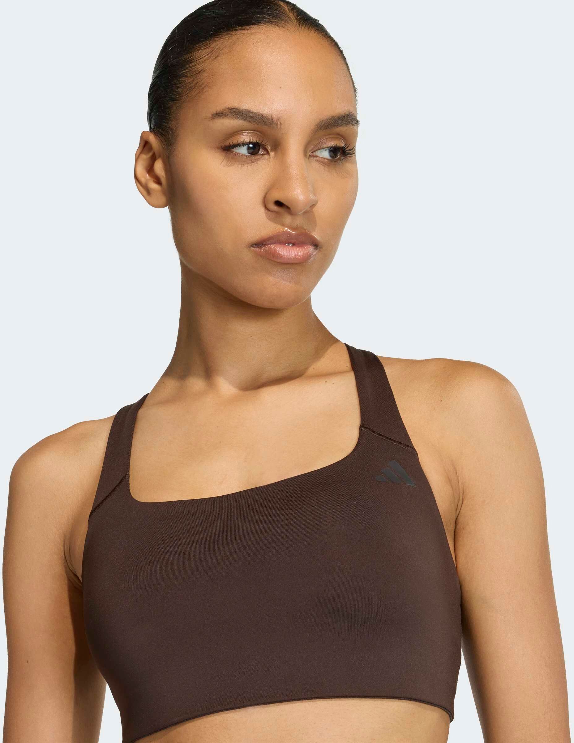 Sport-BH ADIDAS PERFORMANCE "OPT MS BRA", Damen, Gr. XL, N-Gr, braun (aurora coffee), Obermaterial: 79% Polyester, 21% Elasthan, BHs Sport-BH aurora coffee XL, N-Gr