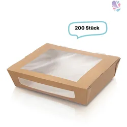 Kartonverpackungen Snackboxen mit Sichtfenster 1.200ml 200 Stk, to go, take away, biologisch abbaubar