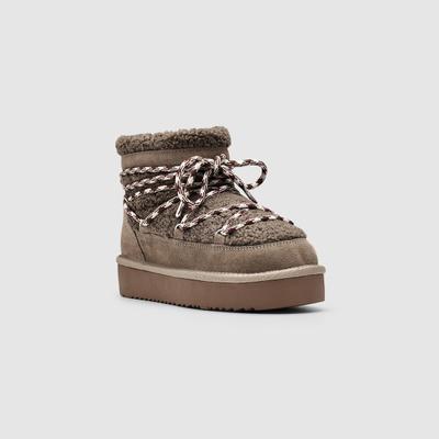 Winterboots ESPRIT "PITERA", Damen, Gr. 41, Warmfutter, khaki, Veloursleder, Schuhe Winterboots, Schlupfboots, Snowboots mit Schnürung