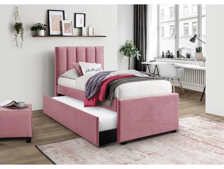 Polsterbett RUSSO mit Zustellbett 90x200 cm, rosa