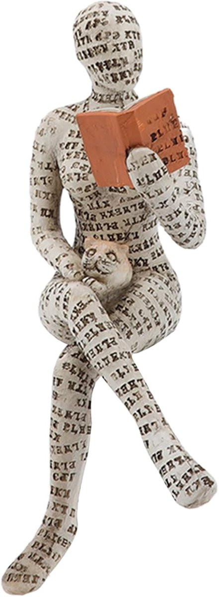 Dailygoods Boekenplank Ornament - Lezende Vrouw Beeldje van Duurzaam Hars