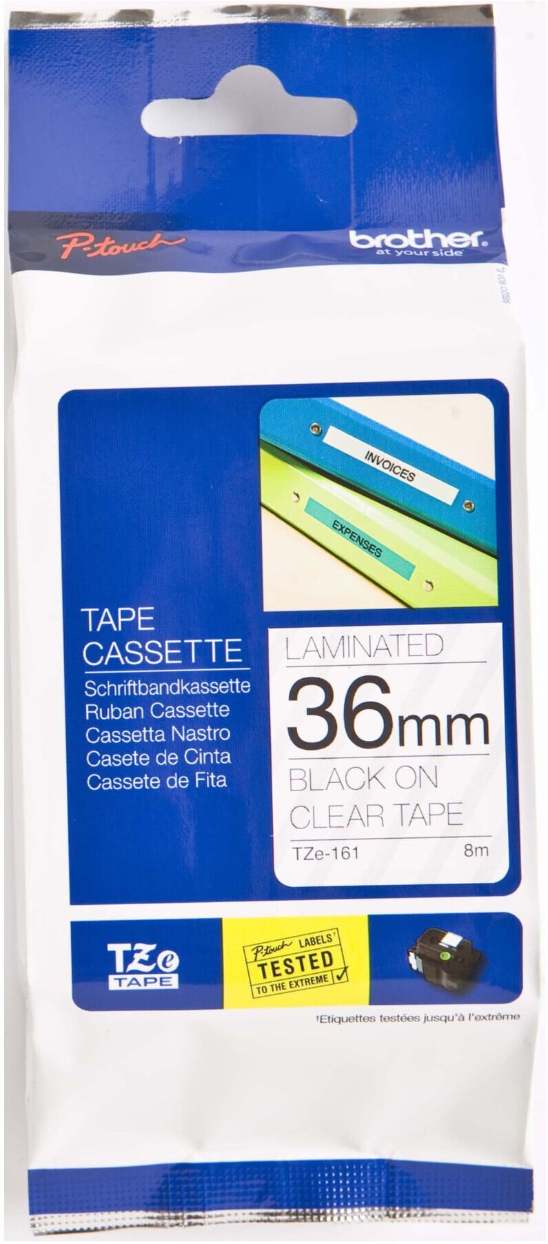Brother Schriftbandkassette TZe-161 farblos schwarz (TZE161)