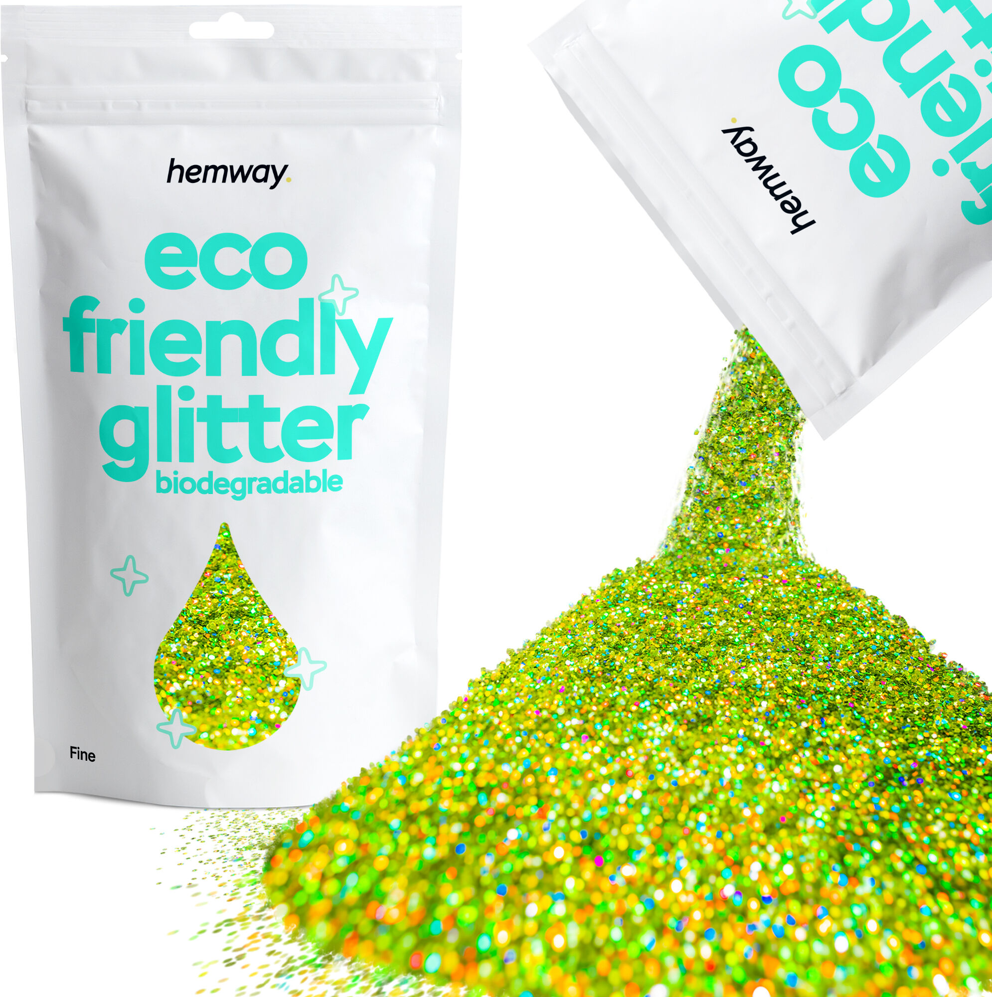 Hemway Biodegradable Eco Friendly Glitter 100g / 3.5oz   Lime Green Holographic   DIY, Decoration, Arts & Crafts - Lime Green Holographic - Fine 100g