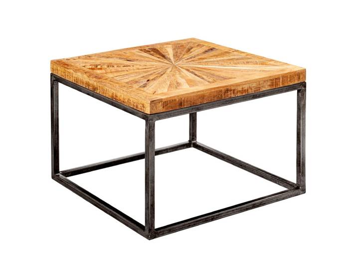 Couchtisch 55x55 cm Mangoholz massiv/Metall