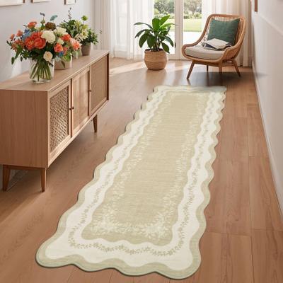 Garvee Surrounding Floral Border Scalloped Area Rug