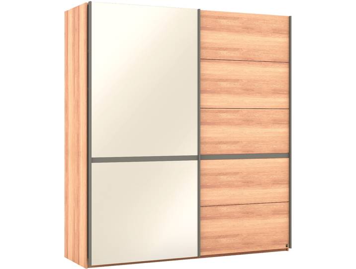 Schwebetürenschrank MUSTERRING Sorrent, Kleiderschrank, Schrank, Schiebetüren , braun, B:200cm H:217cm, Schränke, Schwebetürenschrank, Türen in Eiche massiv mit Kassetten-Optik, verschiedene Masse verfügbar
