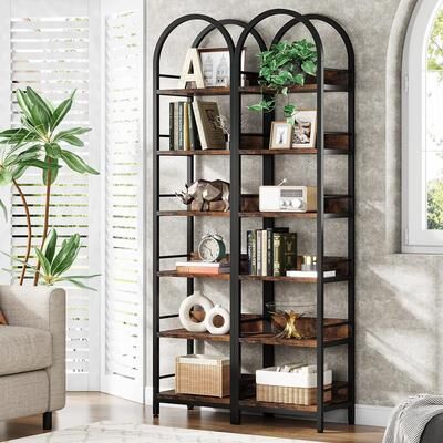 Bluebell "6-Tier Open Bookshelf, 78.7"" Tall Arched Display Shelf Rack, Brown"