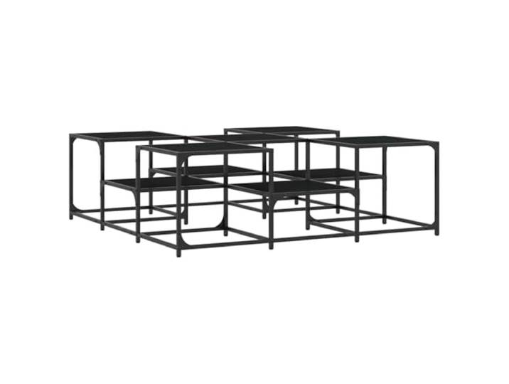 Couchtisch, quadratisch, Schwarz, 121 x 121 x 40 cm, aus Verbundholz und Metall