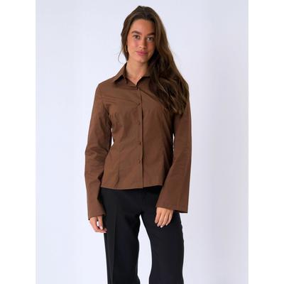 Hemdbluse ITS MAY "ITS MAY Shirt Andrea", Damen, Gr. L, braun, Obermaterial: 100% Baumwolle, Blusen Hemdbluse
