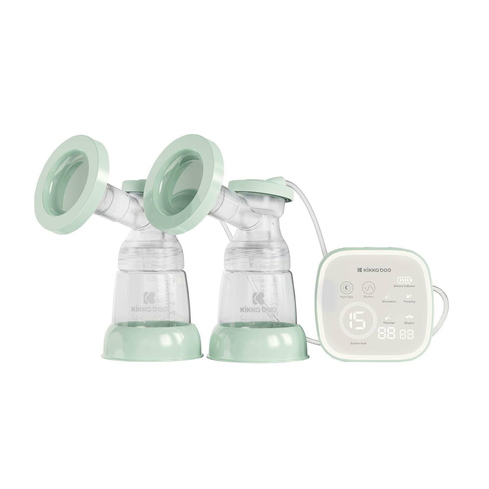 Kikkaboo Doppelmilchpumpe Libra 180ml Flasche LED-Touchscreen-Display Nachtlicht grün