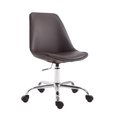 Décoshop26 - Bürostuhl/Arbeitshocker auf Rollen höhenverstellbar braunes PVC und verchromtes Metall 10_0002681
