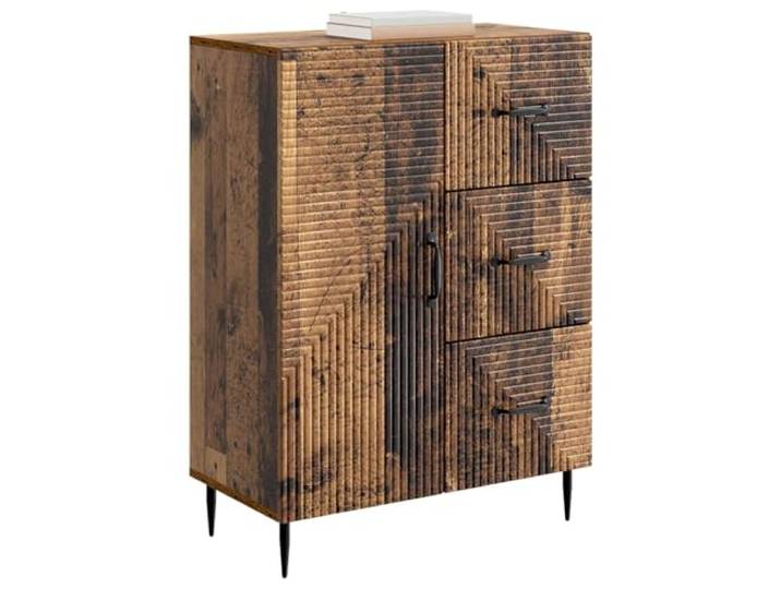 KTHLBRH Anrichte aus antikem Holz, 66 x 34,5 x 89,5 cm Holztechnik 3 Schubladen 1 Drehtür Wohnzimmer Esszimmer