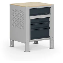Container G9, 4 Schubladen, höhenverstellbar, 675 x 595 x 715-975 mm, grau/Graphit