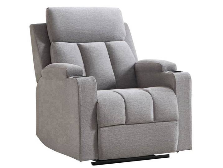 CANMOV Fauteuil Fauteuil Relax avec Repose-Pieds Fauteuil Inclinable en Tissu et Bois Gris Clair