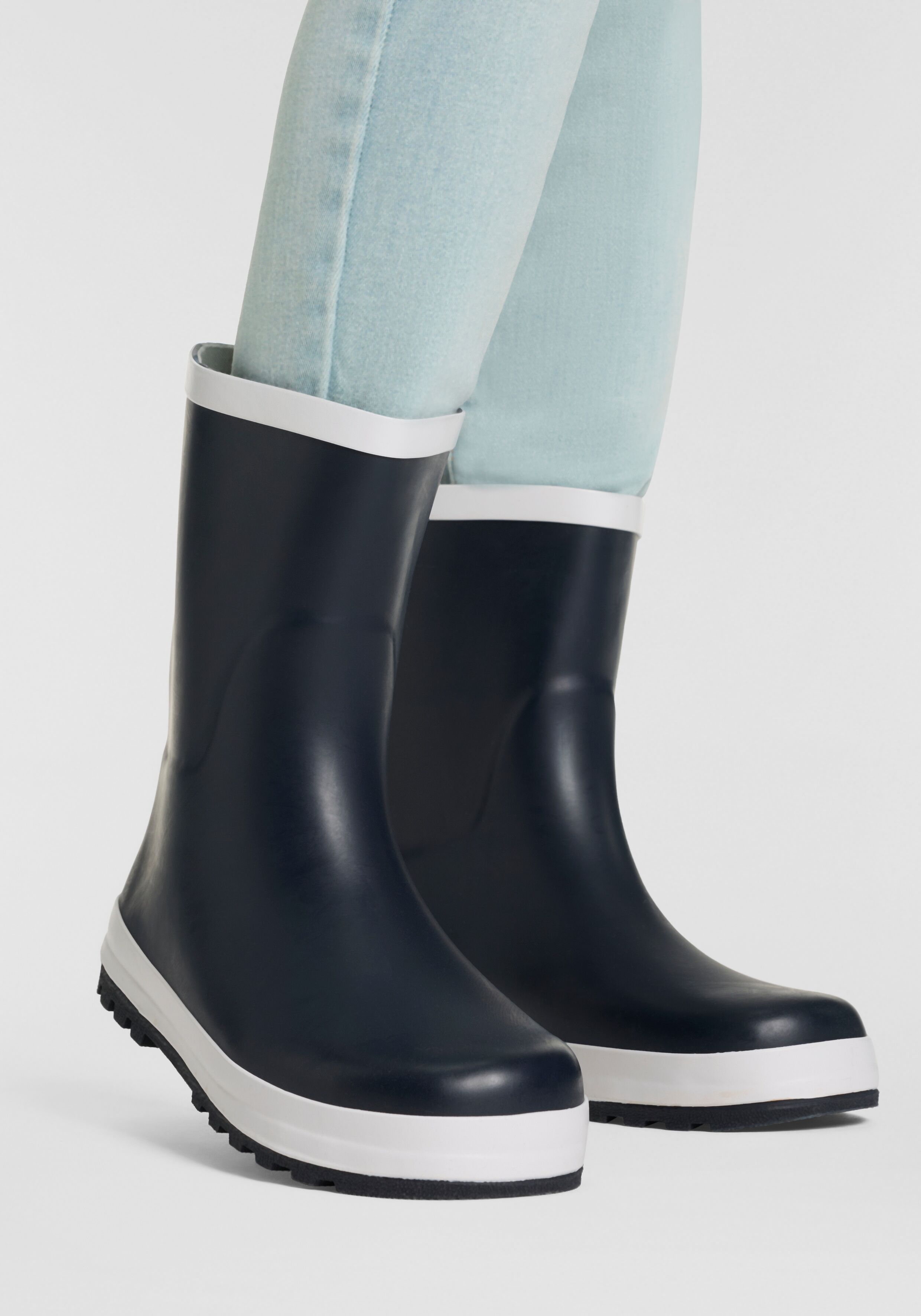 Gummistiefel XQ FOOTWEAR "KINDER STIEFEL", Jungen, Gr. 23/24, blau (navy), Obermaterial: 100% Gummi, unifarben, Schuhe Gummistiefel, Wasserdichte Regenstiefel mit herausnehmbarer Sohle navy 23/24