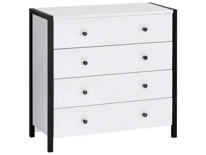 Chris-commode à 4 Tiroirs Blanc/noir