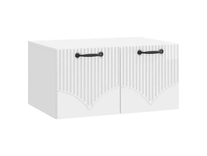 LMTYOENFG Wand-TV-Schrank Hochglanz Weiß 59,5x41x30 cm Lowboard Wandhängendes Lowboard für Schlafzimmer und Wohnzimmer, mit 90-Grad-Klapptüren und schwarzen Stangengriffen.