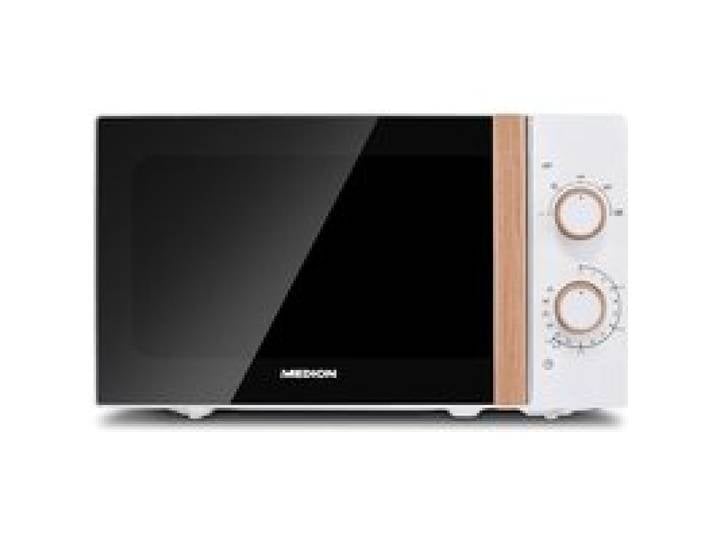 MEDION Micro-ondes 20 litres 700 watts aspect bois et blanc porte miroir décongélation MD10596