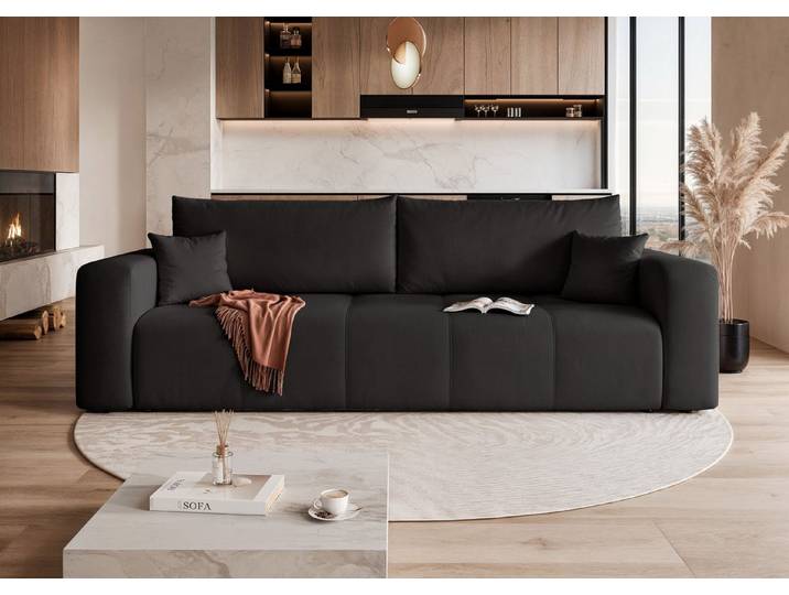 yourhouse24 Sofa PEDRO Kompakte Design – Mit Schlaffunktion & Bettkasten, mit Schlaffunktion und Bettkasten, Seite universal