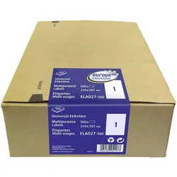 Avery, Etiketten, Avery-Zweckform ELA027-500 Universal-Etiketten 210 x 297 mm Weiss 500 St. Laser
