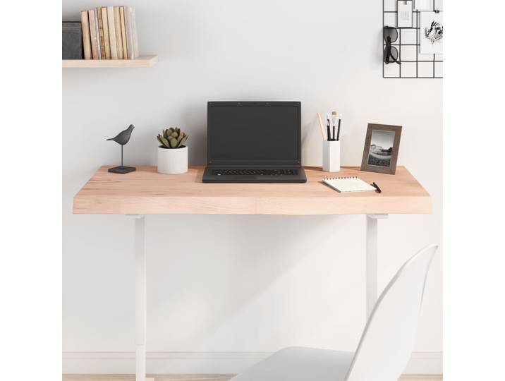 vidaXL Tischplatte 100x50x(2-6) cm Massivholz Eiche Unbehandelt