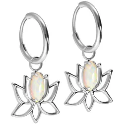 Titan Ohrclicker Creolen LOTUSBLÜTE + SYNTHETISCHER OPAL