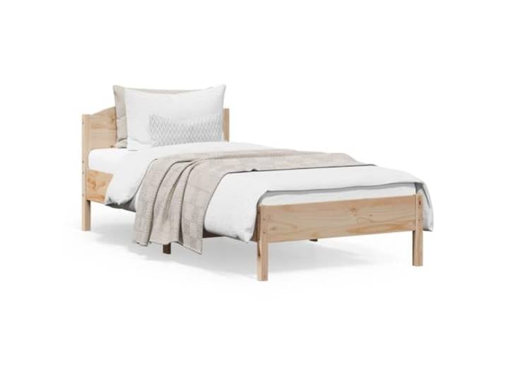 WDGJJFECNMUEHI Massives Kiefernholz Stabil Rückenstütze 100 x 200 cm Braun Massivholzbett ohne Matratze 100x200 cm Kiefernholz Stabil Bettgestell mit Kopfteil Schlafzimmer Lattenrost Naturholz