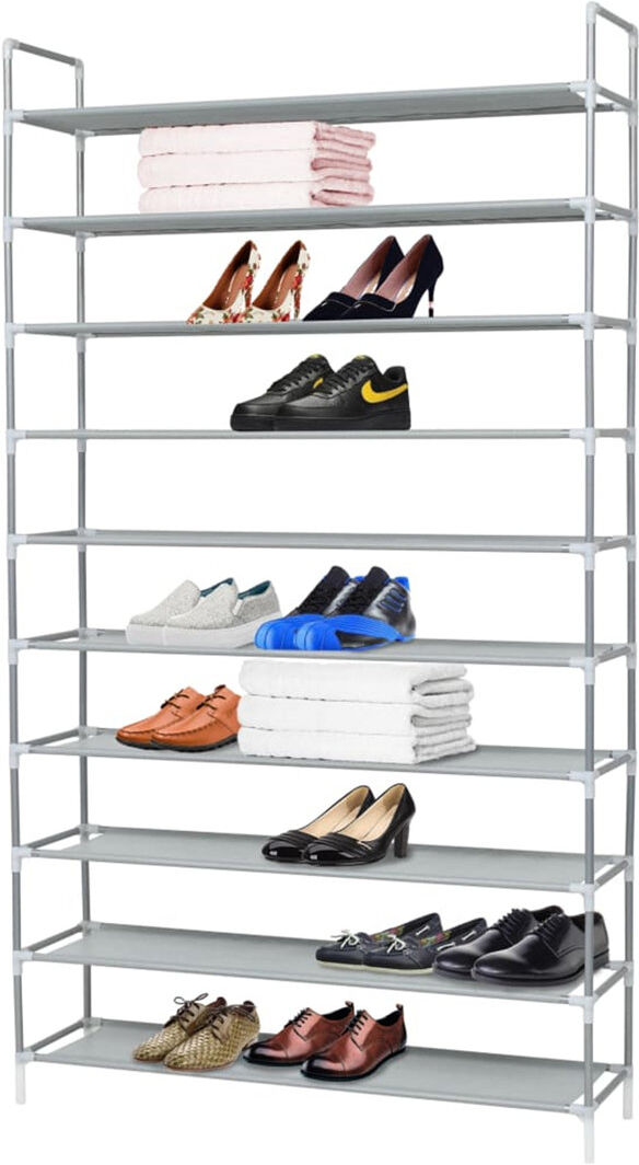 Wayfair Basics™ 50 Pair Stackable Shoe Rack Silver 66.9" H x 39.4" W x 11.6" D