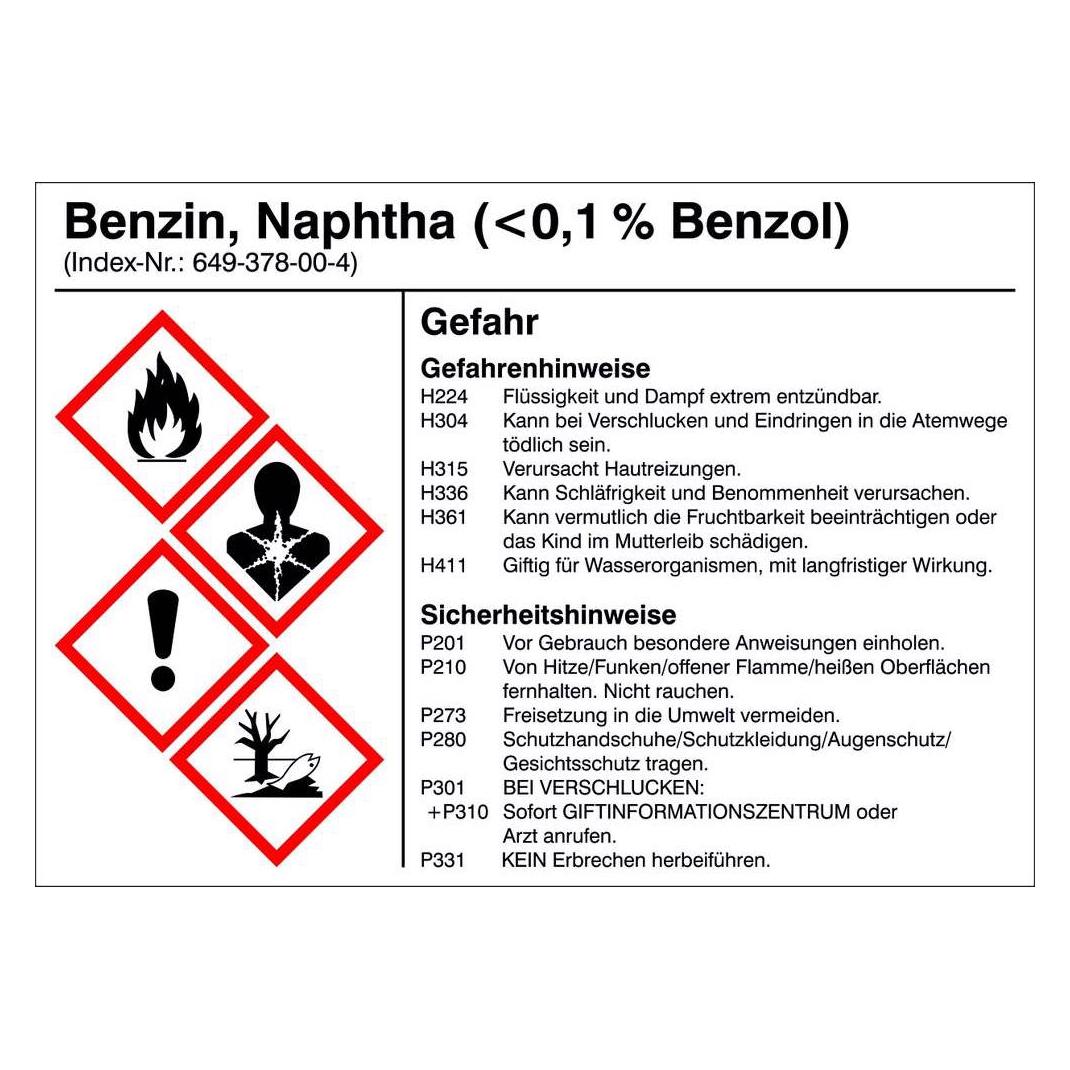 SafetyMarking Gefahrstoffetiketten G004 Benzin 10. (21.B1200.04)