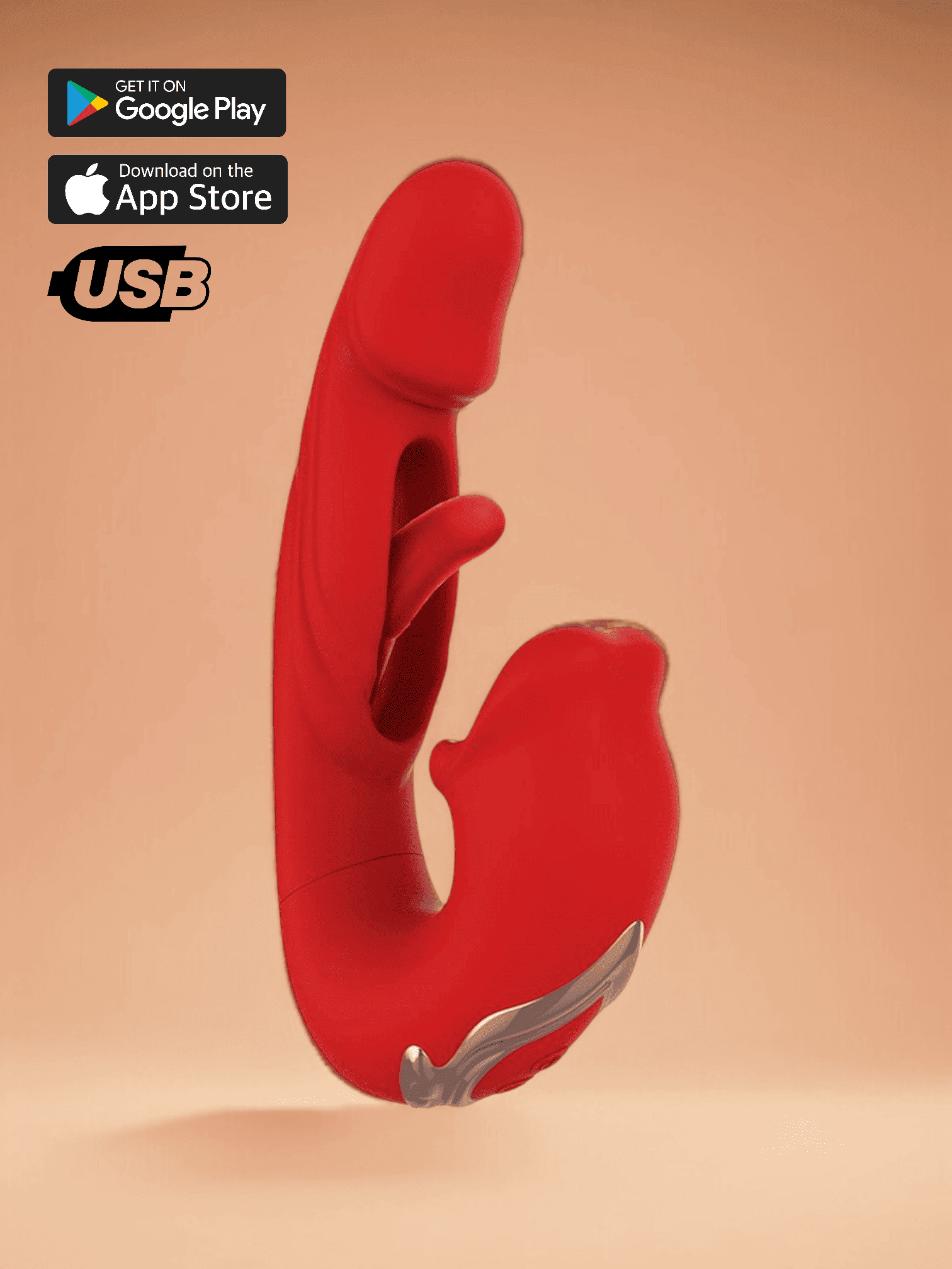 Intoyou Mouty - Vibromasseur Rabbit Biting & Flipping avec App - Rouge