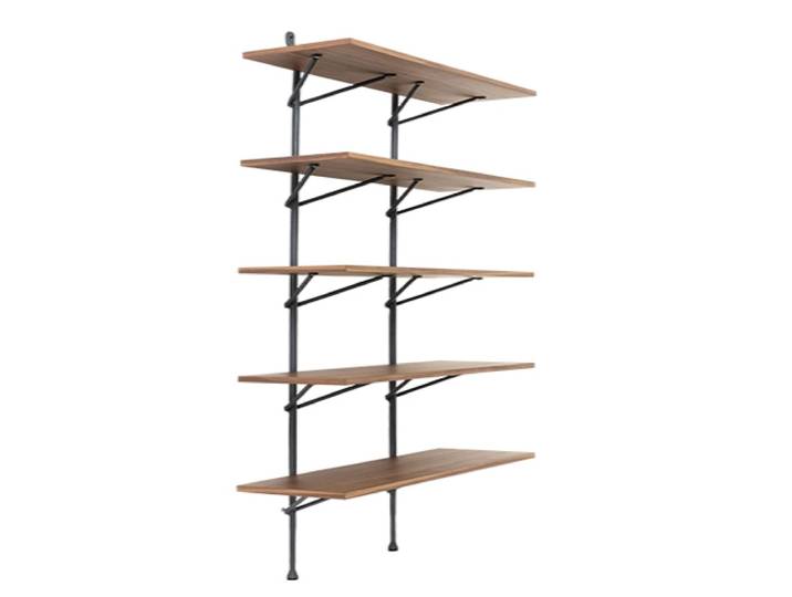 MAGIS bibliotheque OFFICINA 200 cm (Noyer - MDF plaqué et fer peint polyester noir)