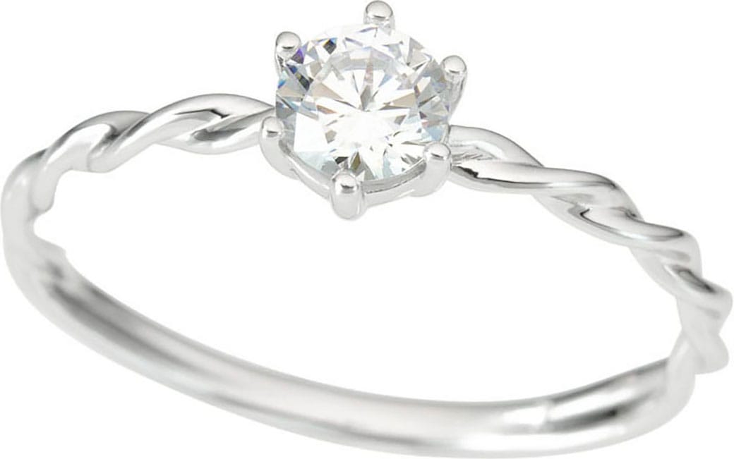 Fingerring FIRETTI "Schmuck Geschenk Gold 333 Damenring Goldring Verlobung Solitär" Gr. 17, weiß (weißgoldfarben, kristallweiß), Fingerringe, Damen, 17, Weißgold 333, 1,9mm, Fingerring, mit Zirkonia (synth.)