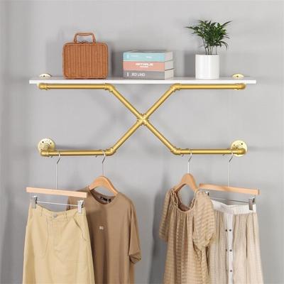 No "Industrial Pipe Clothing Rack Modern Simple Wall Mounted - 12.2""D x 43.3""W x 15.7""H"