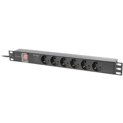 Lanberg PDU-06F-0200-BK Stromverteilereinheit (PDU) 6 AC-Ausgänge 1U Schwarz