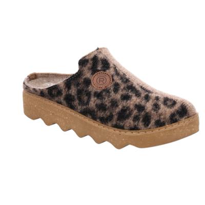 Pantoffel ROHDE "Foggia-D", Damen, Gr. 36, Filz, braun leo, Schuhe, Hausschuh, Winterschuh mit Filzsohle
