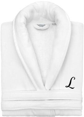 Authentic Hotel and Spa 100% Turkish Cotton Personalized Unisex Anovia Velour Bathrobe - Black Script Font