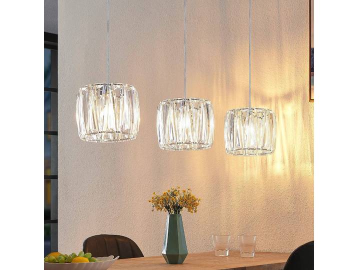 Hängelampe Sofia Lindby, dimmbar, klar / transparent, für Wohn- / Esszimmer, Kunststoff, Pendelleuchte