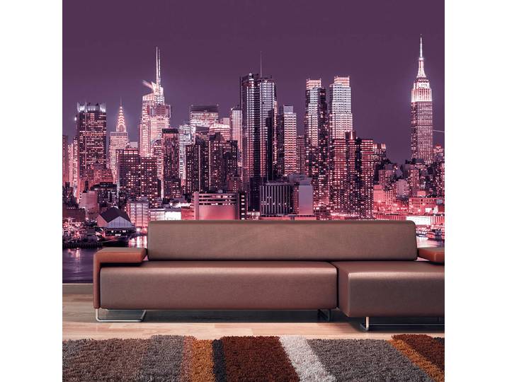 home24 Vlies-fotobehang NYC Purple Nights 100 x 70cm 100 x 70 cm