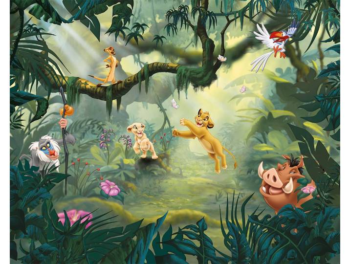 Vliestapete KOMAR Digitaldruck Vlies - Lion King Hakuna Matata - Größe 350 x 280 cm , bunt, B:350m L:280m, Vlies, Tapeten, Vliestapete, Kinderzimmer