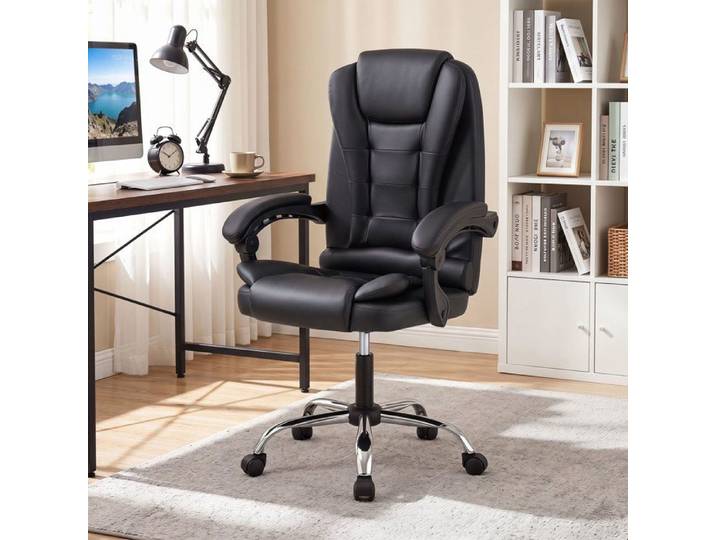 COSTWAY Fauteuil De Bureau Inclinable Chaise Ergonomique à Accoudoirs Synchronisés Réglable en Hauteur Dossier respirant Noir