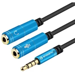 emissimo Kopfhörer Headset Adapterkabel Audio Splitter [2 x3.5mm Klinkenbuchse a. 1xKlinkenstecker]  1 Stück