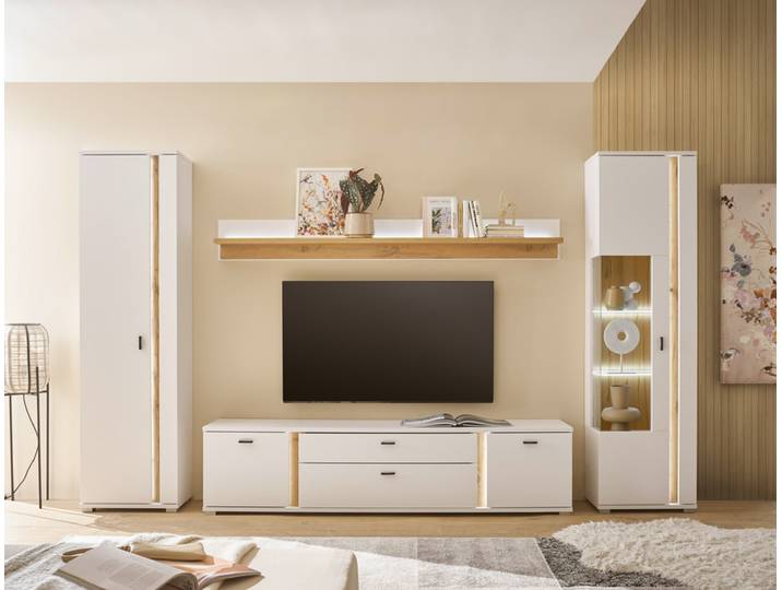 Wohnkombi 17 LONG ISLAND 4-teilig 330x200 cm weiß/braun