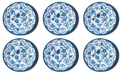 "Abode Homewares Medallion Flower NewWave Melamine Salad Plate - Blue - 8.5"" - Set of 6"